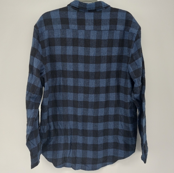Magaschoni Buffalo Check Flannel Cotton Shirt Blue and Black Size  XL - Picture 7 of 7